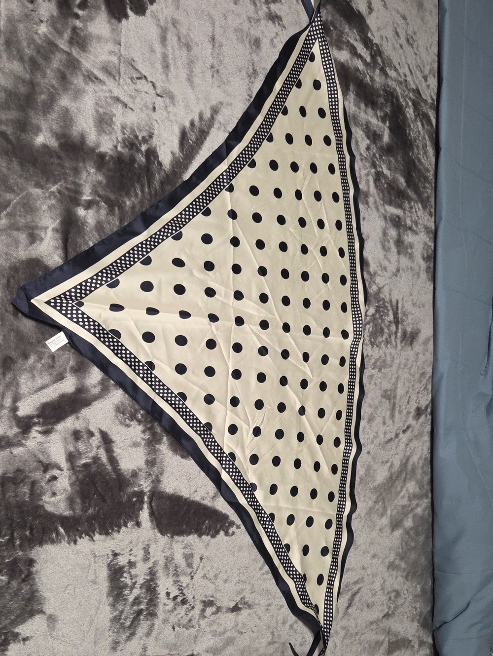 Kids Polka Dot Triangle Scarf - Cream and Navy